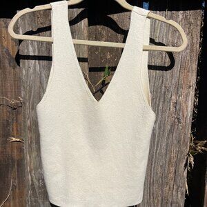 CRUSH Cotton/Silk/Cashmere Tank in creamy white S/M